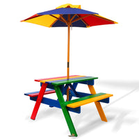 Thumbnail for Keezi Kids Wooden Picnic Table Set with Umbrella