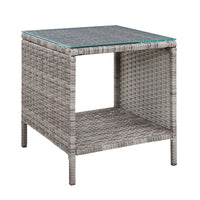 Thumbnail for Gardeon Coffee Side Table Wicker Desk Rattan Outdoor Furniture Garden Grey