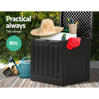 Thumbnail for Gardeon Outdoor Storage Box 80L Container Lockable Garden Toy Tool Shed Black
