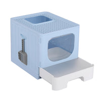 Thumbnail for i.Pet Cat Litter Box Large Tray Kitty Toilet Enclosed Hooded Foldable Scoop Blue