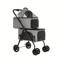 Thumbnail for i.Pet Pet Stroller 2-tier Dog Pram Large Cat Carrier Travel Pushchair Foldable