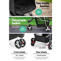 Thumbnail for i.Pet Pet Stroller Dog Pram Cat Carrier Large Travel Pushchair Foldable 3 Wheels