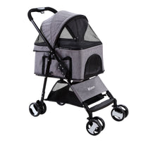 Thumbnail for i.Pet Pet Stroller Dog Pram Cat Carrier Travel Large Pushchair Foldable 4 Wheels Grey