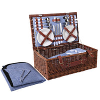 Thumbnail for Alfresco 4 Person Picnic Basket Set Insulated Blanket Storage Bag