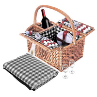 Thumbnail for Alfresco 4 Person Picnic Basket Set Insulated Outdoor Blanket Bag