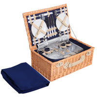 Thumbnail for Alfresco 4 Person Picnic Basket Set Insulated Blanket