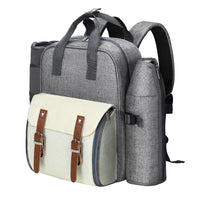 Thumbnail for Alfresco 4 Person Picnic Basket Set Backpack Bag Insulated Grey