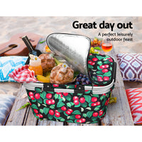 Thumbnail for Alfresco Picnic Basket Folding Bag Hamper Insulated Storage Food Cover