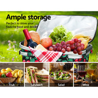 Thumbnail for Alfresco Picnic Basket Folding Bag Hamper Insulated Storage Food Cover