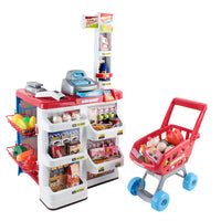 Thumbnail for Keezi Kids Pretend Role Play Supermarket 24 Piece Playset Cash Register Trolley