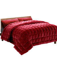 Thumbnail for Giselle Bedding Faux Mink Quilt Burgundy King