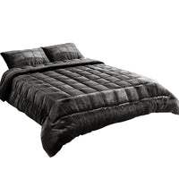 Thumbnail for Giselle Bedding Faux Mink Quilt Charcoal Queen