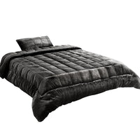 Thumbnail for Giselle Bedding Faux Mink Quilt Charcoal Single
