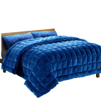 Thumbnail for Giselle Bedding Faux Mink Quilt Blue Queen