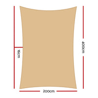 Thumbnail for Instahut Shade Sail 2x4m Rectangle 280GSM 98% Sand Shade Cloth