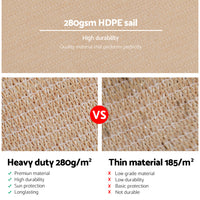 Thumbnail for Instahut Shade Sail 2x4m Rectangle 280GSM 98% Sand Shade Cloth