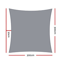 Thumbnail for Instahut Shade Sail 3x3m Square 280GSM 98% Grey Shade Cloth