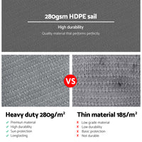 Thumbnail for Instahut Shade Sail 3x3m Square 280GSM 98% Grey Shade Cloth