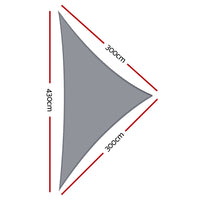 Thumbnail for Instahut Shade Sail 3x3x4.3m Triangle 280GSM 98% Grey Shade Cloth