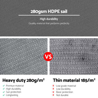 Thumbnail for Instahut Shade Sail 3x3x4.3m Triangle 280GSM 98% Grey Shade Cloth