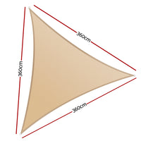 Thumbnail for Instahut Shade Sail Cloth Shadecloth Triangle Sun Canopy 3.6x3.6x3.6M