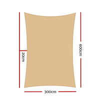 Thumbnail for Instahut Shade Sail 3x6m Rectangle 185GSM 95% Sand Shade Cloth