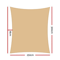 Thumbnail for Instahut Shade Sail 2.5x3m Rectangle 280GSM 98% Sand Shade Cloth