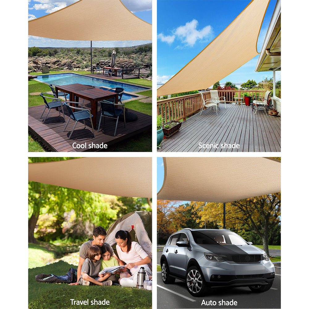 Instahut Shade Sail 3x4m Rectangle 280GSM 98% Sand Shade Cloth