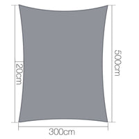 Thumbnail for Instahut Shade Sail 3x5m Rectangle 280GSM 98% Grey Shade Cloth