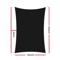 Thumbnail for Instahut Shade Sail 3x6m Rectangle 280GSM 98% Black Shade Cloth