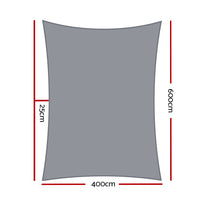 Thumbnail for Instahut Shade Sail 4x6m Rectangle 280GSM 98% Grey Shade Cloth