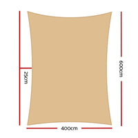 Thumbnail for Instahut Shade Sail 4x6m Rectangle 280GSM 98% Sand Shade Cloth