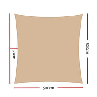 Thumbnail for Instahut Shade Sail 5x5m Square 280GSM 98% Sand Shade Cloth