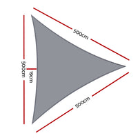 Thumbnail for Instahut Shade Sail 5x5x5m Triangle 280GSM 98% Grey Shade Cloth