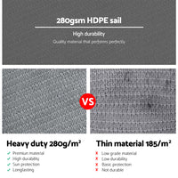 Thumbnail for Instahut Shade Sail 5x5x5m Triangle 280GSM 98% Grey Shade Cloth