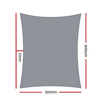 Thumbnail for Instahut Shade Sail 5x6m Rectangle 280GSM 98% Grey Shade Cloth