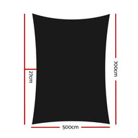 Thumbnail for Instahut Shade Sail 5x7m Rectangle 280GSM 98% Black Shade Cloth