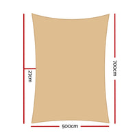 Thumbnail for Instahut Shade Sail 5x7m Rectangle 280GSM 98% Sand Shade Cloth