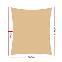 Thumbnail for Instahut Waterproof Shade Sail 3x4m Rectangle Sand 95% Shade Cloth