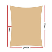 Thumbnail for Instahut Waterproof Shade Sail 3x5m Rectangle Sand 95% Shade Cloth