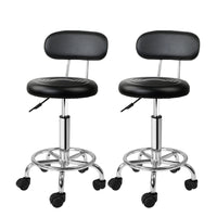 Thumbnail for Artiss 2x Salon Stool Swivel Chair Backrest Black