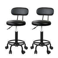 Thumbnail for Artiss 2x Salon Stool Swivel Chair Backrest