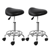 Thumbnail for Artiss 2x Salon Stool Saddle Swivel Chair Black