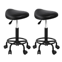 Thumbnail for Artiss 2x Salon Stool Saddle Swivel Chair