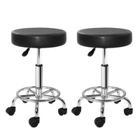 Thumbnail for Artiss 2x Salon Stool Round Swivel Chair Black