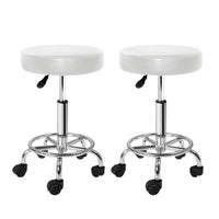 Thumbnail for Artiss 2x Salon Stool Round Swivel Chair White