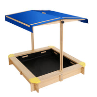 Thumbnail for Keezi Kids Sandpit Wooden Sandbox Sand Pit with Canopy Bench Seat Toys 101cm