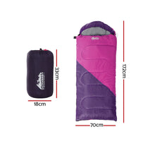 Thumbnail for Weisshorn Sleeping Bag Kids Single 172cm Thermal Camping Hiking Pink