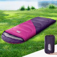 Thumbnail for Weisshorn Sleeping Bag Kids Single 172cm Thermal Camping Hiking Pink