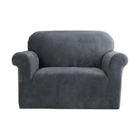 Thumbnail for Artiss Sofa Cover Couch Covers 1 Seater Velvet Grey